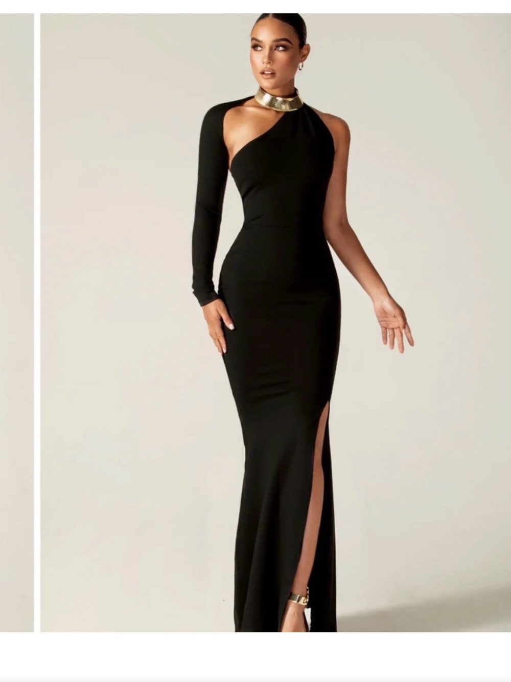 Alieva Lilux Black One Shoulder Maxi Dress Formal Wedding Guest Gown Large